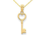 14K Yellow Gold Key Heart Pendant Necklace with Chain